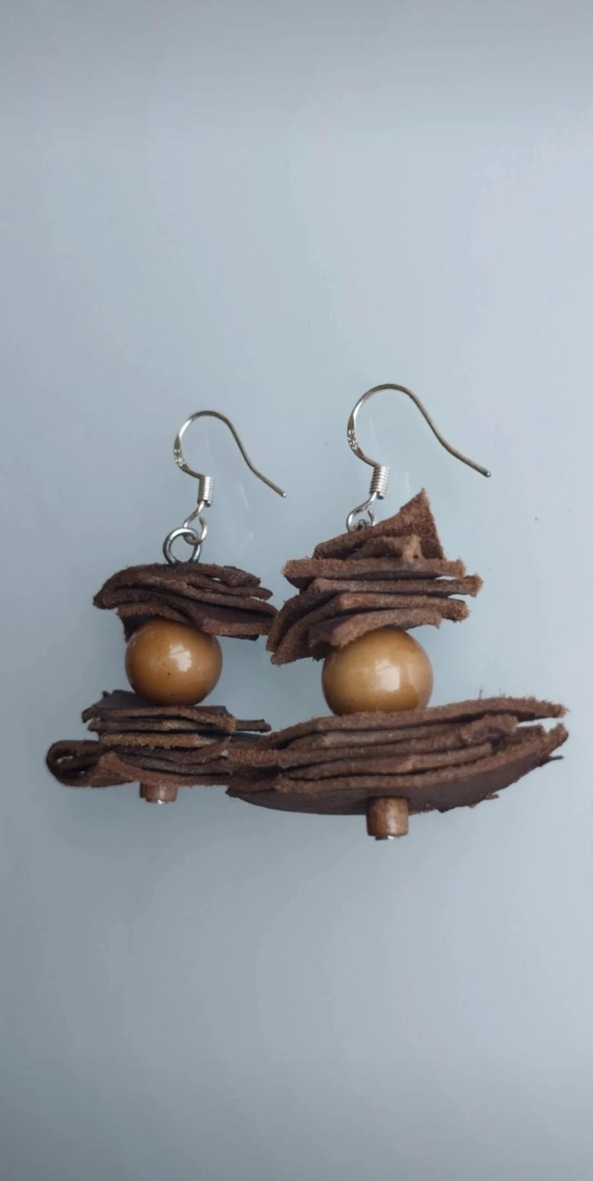 🐂🦋Pendientes de Cuero, Resina y Madera🦋🐂